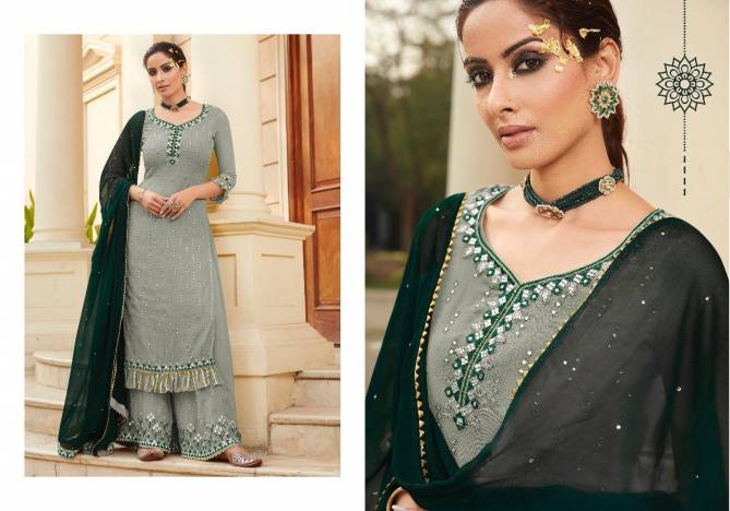 R Nazakat Designer  Latest Fancy Festive Wear Fox Georgette Embroidery Work And Original Mirror  Heavy Santoon  Salwar Suit Collection 